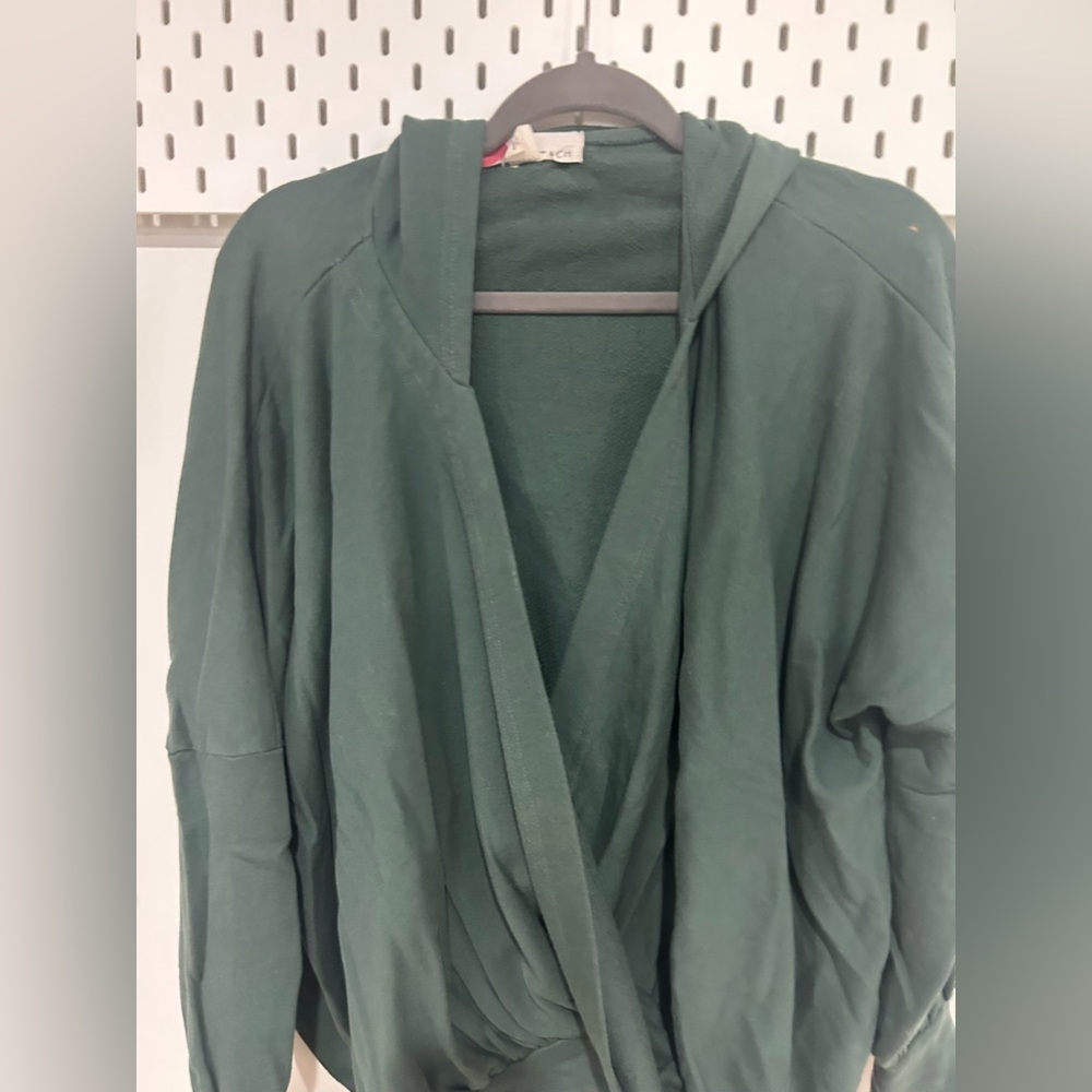 FP Beach Deep Green Hooded Wrap Sweatshirt